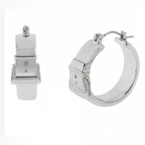 Steve Madden Silver Buckle Hoop Earrings
